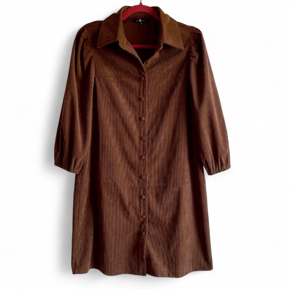 7 For All Mankind Dresses & Skirts - 7 For All Mankind Button Front Puff Sleeve Corduroy Dress Size S